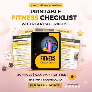 Printable Fitness Checklist with PLR Resell Rights.