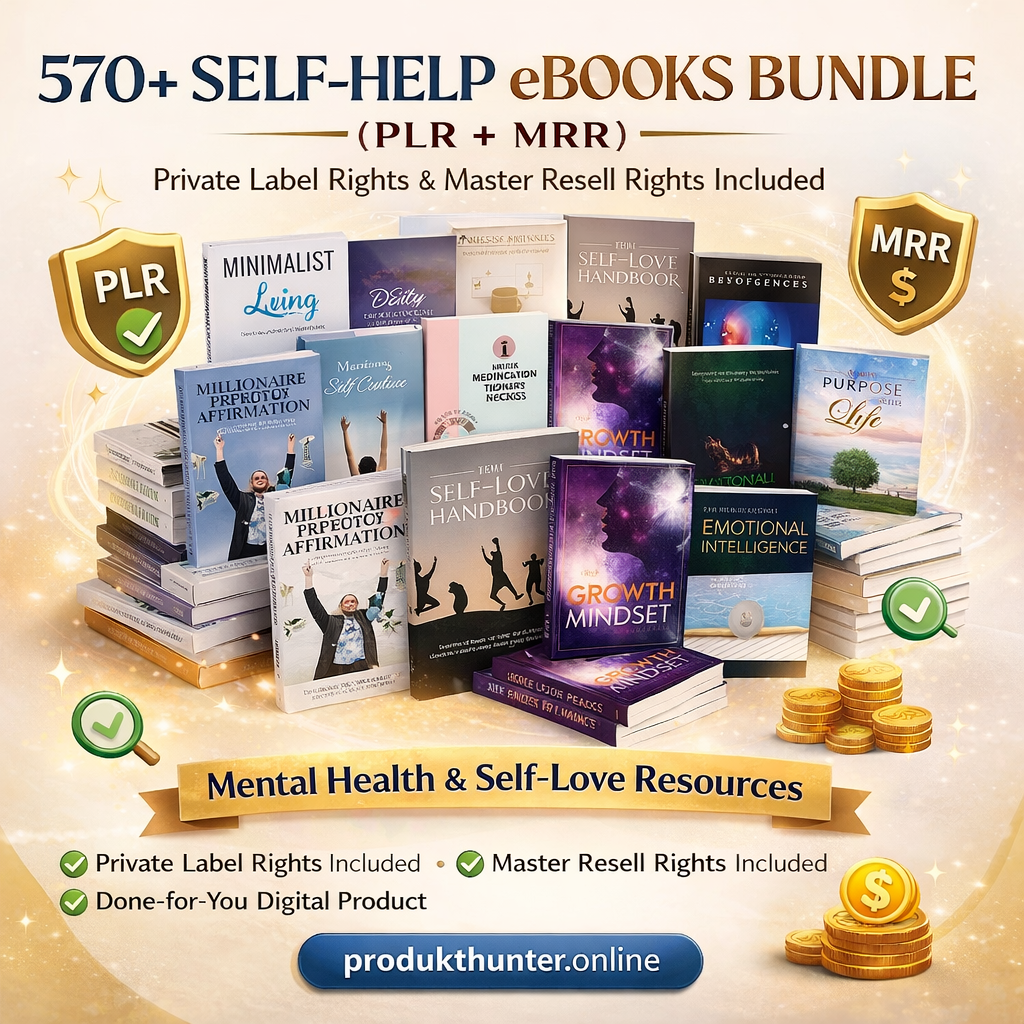 570+ Self-Help eBooks Bundle (PLR + MRR) | Private Label Rights & Master Resell Rights Included | Mental Health and Self-Love Resources | Done-for-You Digital Product