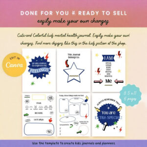 PLR Kids Feelings and Emotions Journal – Printable PDF & Canva Template | Commercial Resell Rights | GoodNotes Compatible | Anxiety and Mental Health