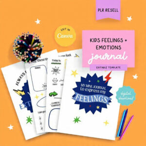 PLR Kids Feelings and Emotions Journal – Printable PDF & Canva Template | Commercial Resell Rights | GoodNotes Compatible | Anxiety and Mental Health